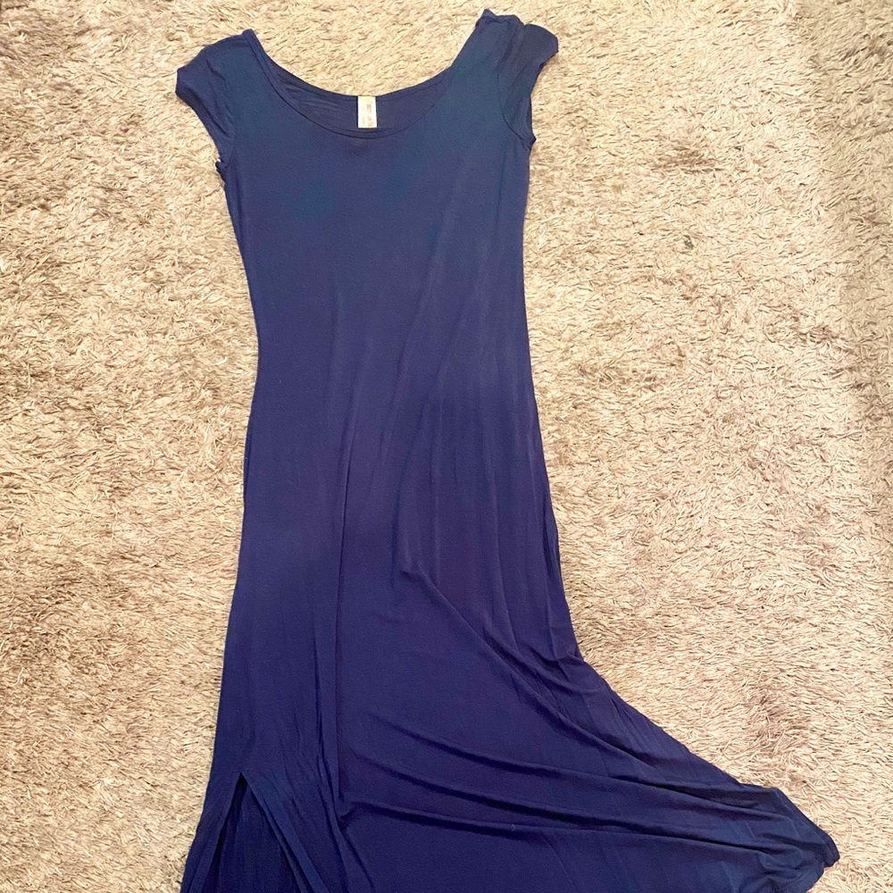 Navy Maxi Dress w/2 Side Slits
